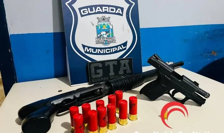GTA DA GUARDA MUNICIPAL APREENDE PISTOLA E ESPINGARDA CALIBRE 12 EM FOZ