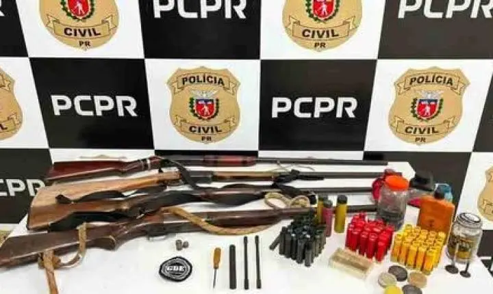 HOMEM É PRESO EM FLAGRANTE POR POSSE IRREGULAR DE ARMAS E MAUS-TRATOS A ANIMAIS EM CORNÉLIO PROCÓPIO