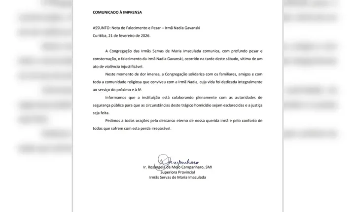 HOMEM INVADE CONVENTO E MATA FREIRA DE 82 ANOS A PAULADAS MUNICÍPIO DE IVAÍ
