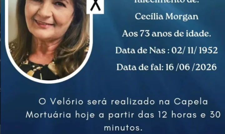 ITAIPULÂNDIA SE DESPEDE DE CECÍLIA MORGAN AOS 73 ANOS