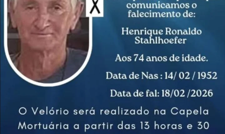 ITAIPULÂNDIA SE DESPEDE DE HENRIQUE RONALDO STALHOEFER, AOS 74 ANOS