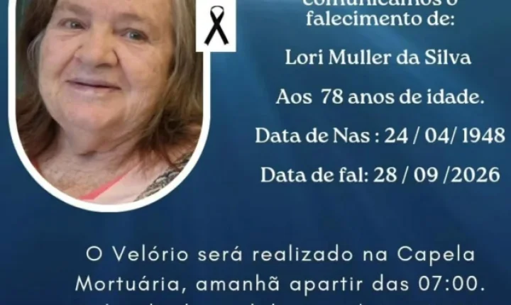 ITAIPULÂNDIA SE DESPEDE DE LORI MULLER DA SILVA, AOS 78 ANOS