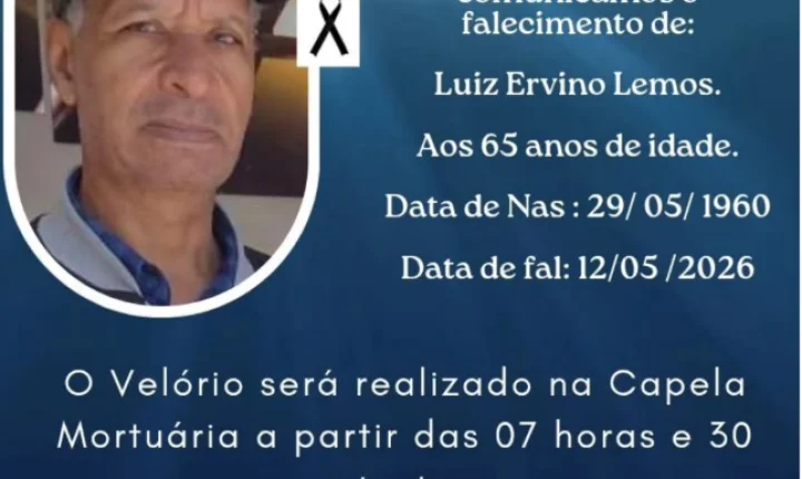 LUIZ ERVINO LEMOS FALECE AOS 65 ANOS EM ITAIPULÂNDIA