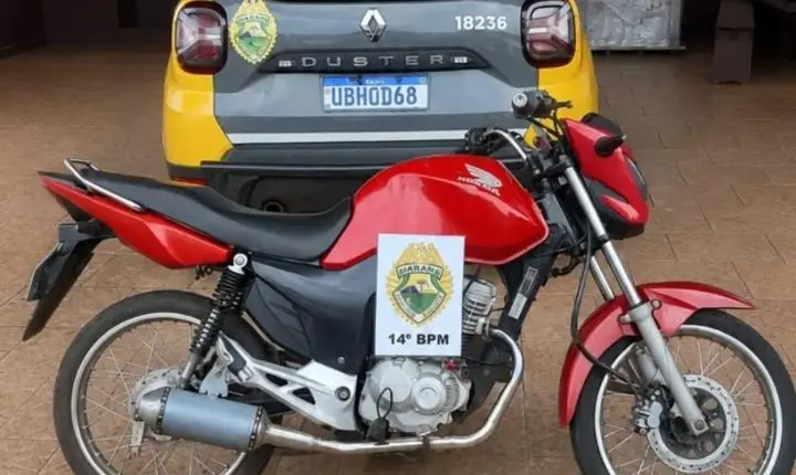 MOTOCICLETA IRREGULAR É APREENDIDA PELA PM DURANTE PATRULHAMENTO EM SÃO MIGUEL DO IGUAÇU