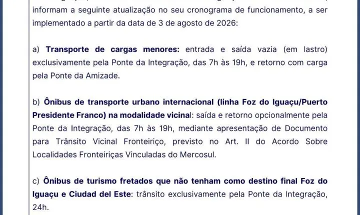 NOVAS REGRAS DE CIRCULAÇÃO NA PONTE DA INTEGRAÇÃO ENTRAM EM VIGOR EM AGOSTO