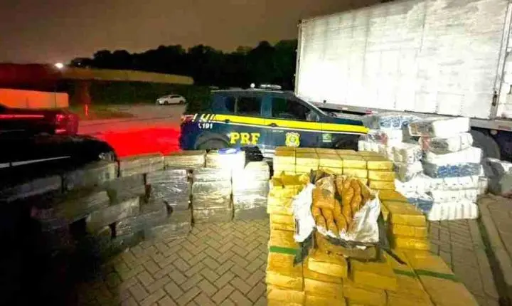 PRF APREENDE MAIS DE 2 TONELADAS DE DROGAS ESCONDIDAS EM CAMINHÃO COM PAPEL HIGIÊNICO NO PARANÁ