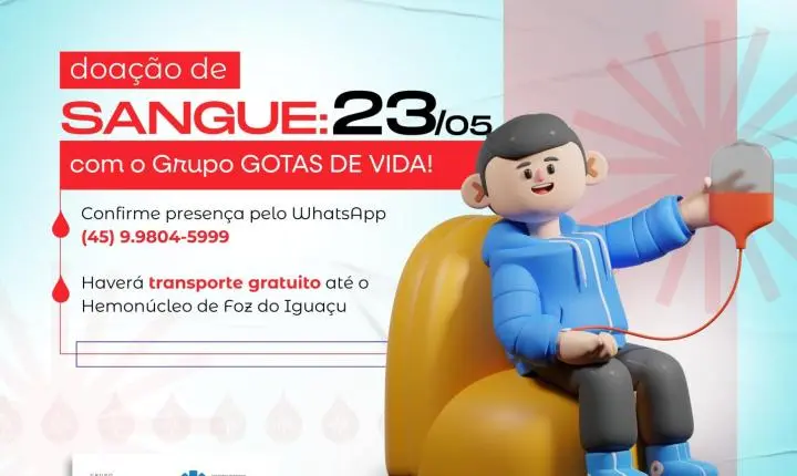 SÃO MIGUEL DO IGUAÇU PROMOVE CAMPANHA DE DOAÇÃO DE SANGUE NO PRÓXIMO SÁBADO