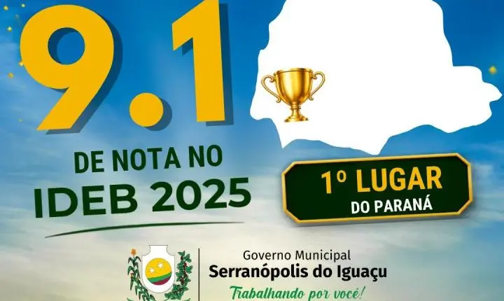 SERRANÓPOLIS DO IGUAÇU CONQUISTA O MELHOR RESULTADO DO PARANÁ NO IDEB E REAFIRMA EXCELÊNCIA NA EDUCAÇÃO PÚBLICA