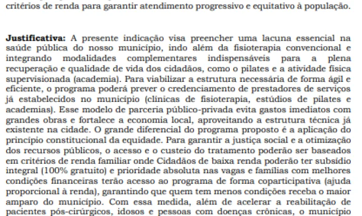 VEREADOR BENA PROPÕE PROGRAMA MUNICIPAL DE REABILITAÇÃO INTEGRAL EM ITAIPULÂNDIA