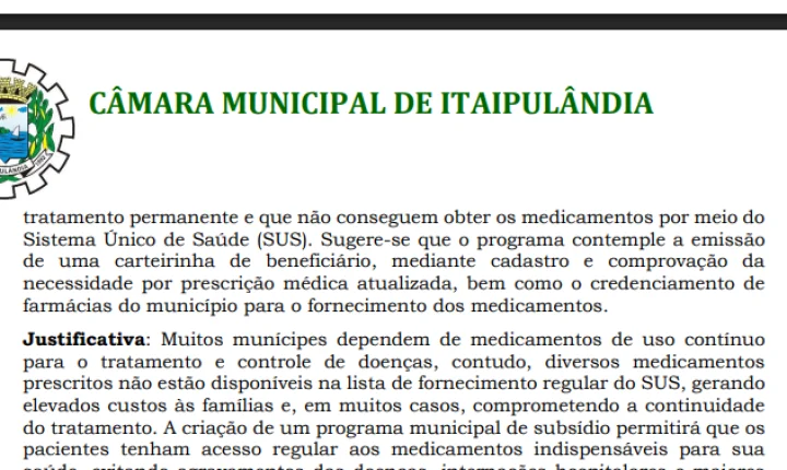 VEREADOR NEI BOIADEIRO SUGERE PROGRAMA MUNICIPAL DE SUBSÍDIO PARA MEDICAMENTOS DE USO CONTÍNUO