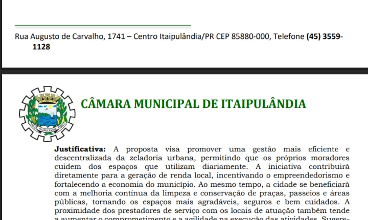 VEREADOR WELLINGTON PROPÕE CONTRATAÇÃO DE MORADORES PARA SERVIÇOS URBANOS EM ITAIPULÂNDIA