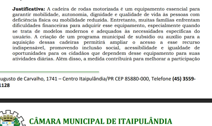 VEREADORES ABEL E SIDNEY PROPÕEM SUBSÍDIO PARA CADEIRAS DE RODAS MOTORIZADAS EM ITAIPULÂNDIA